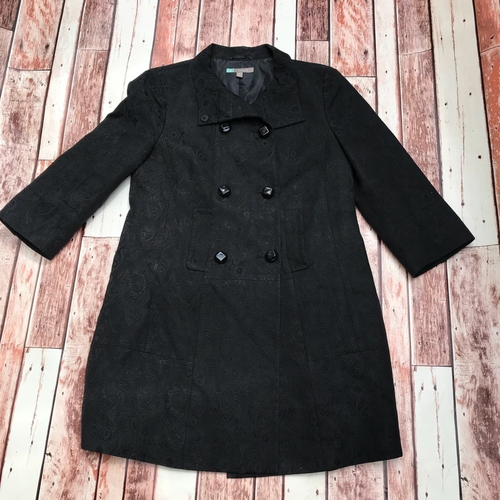Halogen Black Jacquard Pea Coat
